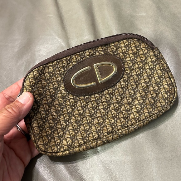 Christian Dior RARE Vintage CD Brown Trotter Cosmetic Pouch Bag mini monogram - Picture 7 of 13